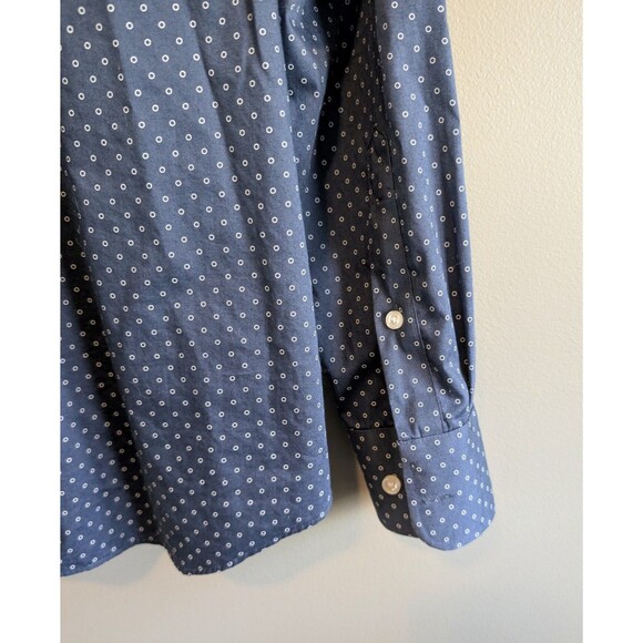 Tommy Hilfiger Size Large Blue Shirt Mens Dot Button Up THFlex Slim Fit Stretch - Picture 4 of 6